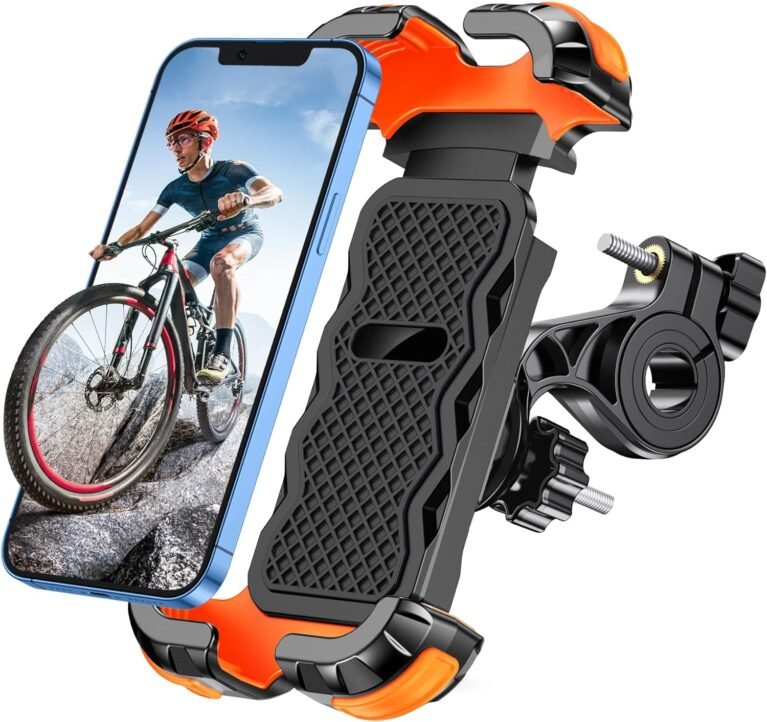 Glangeh Bike Phone Holder, [Secure Lock] 8S Quick Install Anti-fall Motorbike Phone Holder, 360° Rotating Bike Phone Mount for 4.7”-6.8” Phones, Cycling Handlebar Brake Adapter Fits Mountain/Scooter