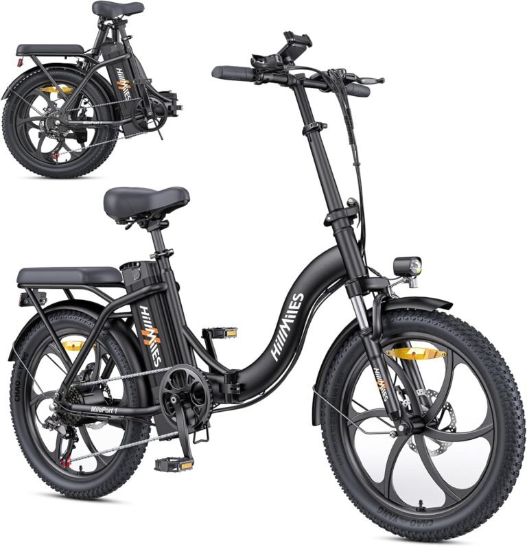 HillMiles MilePort 1 Electric Bike for Adults with 36V 13AH Removable Battery, 20"*3.0" Fat Tire Folding Electric Bicycle with Top Speed ​​25KM/H &100KM Long Range, 250W Motor City Commuter Ebike