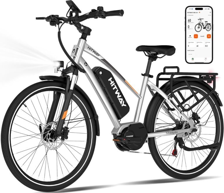 HITWAY 27.5"/28" Electric Bike for Adults, Electric Bicycle 250W Rear hub motor/Mid-drive motor,7 Speed, With 36V 13Ah removable battery, City E Bike for Commute and Trekking