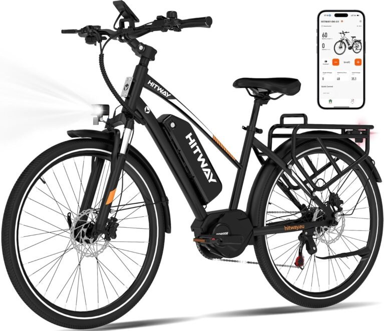 HITWAY 27.5"/28" Electric Bike for Adults, Electric Bicycle 250W Rear hub motor/Mid-drive motor,7 Speed, With 36V 13Ah removable battery, City E Bike for Commute and Trekking