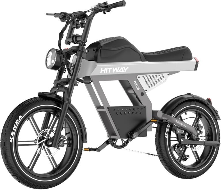 HITWAY Electric Bike, Fat Tire E bike 20×4.5 Inch Off Road Electric Mountain Bike for Men, 48V 25Ah Battery, 250W Motor 25 km/h, 7 Speed, Hydraulic Brakes, NFC Card, Range 80-100 km