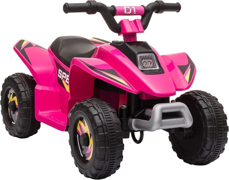 HOMCOM 6V Kids Electric Ride on Car All Terrain Vehicle Toy Quad Bike w/Forward Reverse Functions Toddlers for 18-36 Months Old Pink