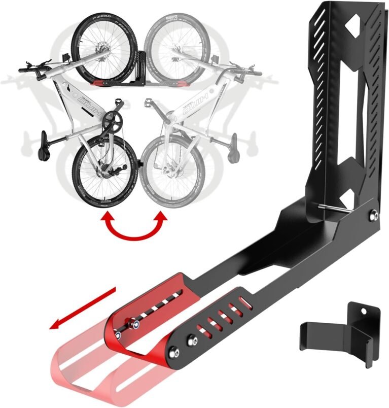 IMAYCC Upgraded New Bike Wall Mount, Space Saving Adjustable Foldable Bike Rack Wall, No Heavy Lifting, Bike Hangers for Garage, Foldable Bicycle Holder for MTB Road Bike