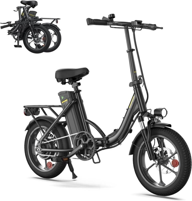16 Inch Foldable Electric Bikes for Adults, 36V 10.4Ah Ebike with Removable Battery, Pedal Assist Max 88KM , Alloy Steel Frame, 3 Speed Levels, Front Shock Absorber, E-bike for Daily Commuting
