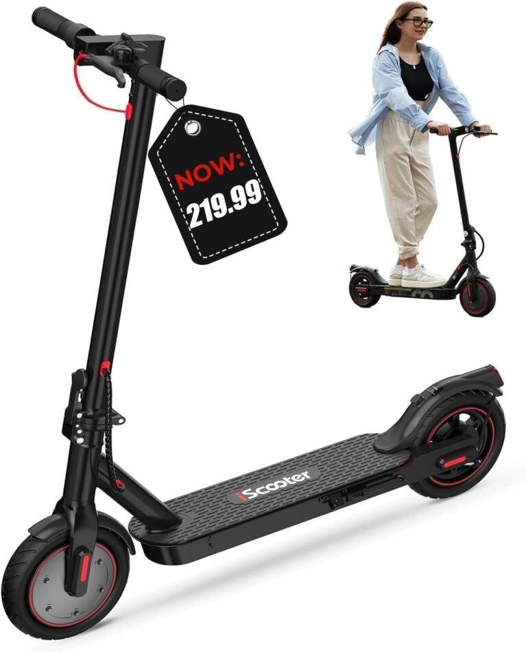 iScooter Electric Scooter, 350W Motor i8/i9 Electric Scooters Adult with Cuise Control, 20-30KM Range, 8.5Inch Tires, 3 Speed Mode, Double Braking System Fast E Scooter for Adults and Teens