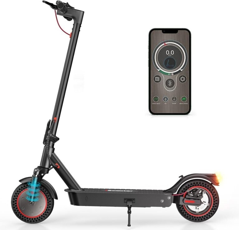iScooter Electric Scooter,10” Tires 40-50km Long Range Electric Scooters for Adult with Bag,i9MAX/i10Plus Fast E Scooter, 3/4 Speed Mode, Foldable Scooter with APP, Dual Shock Absorption