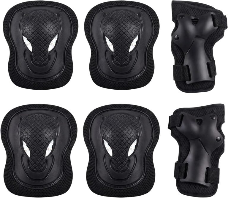 Adult Knee Pads Elbow Pads Wrist Guards 6 in 1 Protective Gear Set for Ice Skating Roller Skating Cycling Scooter Skateboard Lightweight Adjustable Safety Pads