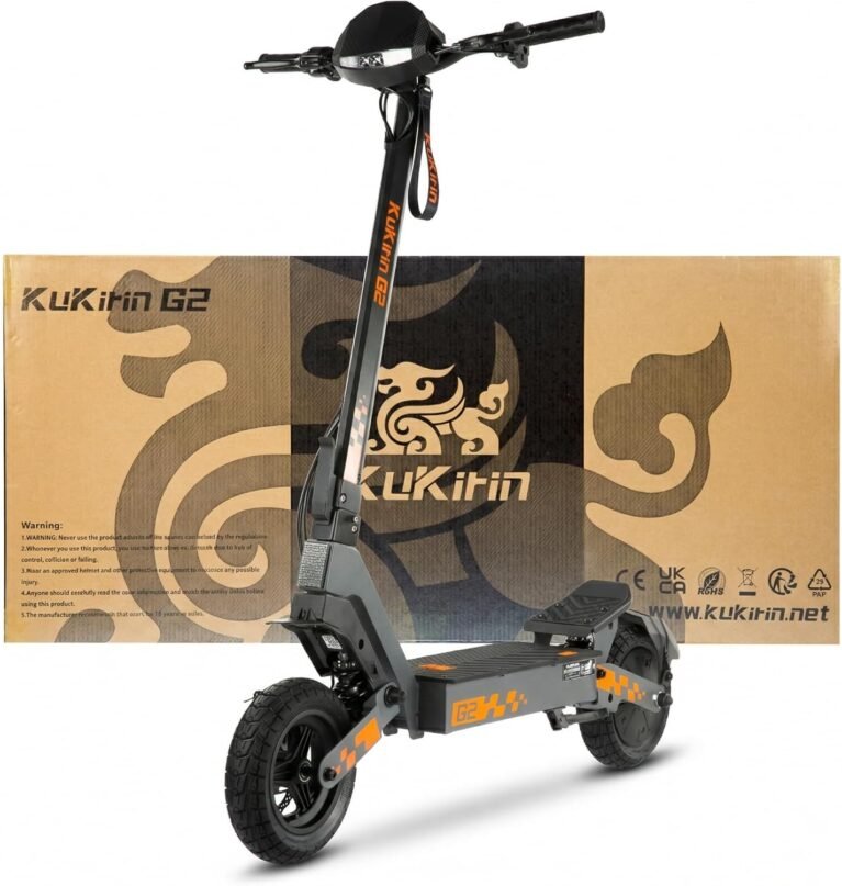 KuKirin G2 Electric Scooter for Adults, Long Range Foldable E Scooter, 55km Range, 10-Inch Off-Road Tyres, Dual Suspension, Dual Brakes, Touch Display, IPX4 Water Resistant, EN17128