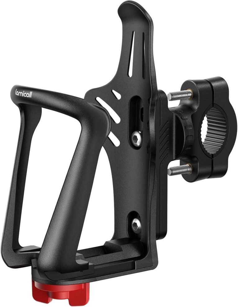 Lamicall Adjustable Bike Water Bottle Holder - [Fit 1.9-2.8" Diameter Bottle] [For Handlebar & Frame] Motorcycle Cup Holder, Bicycle Drink Cage with Screw Tool, For 48-71 mm Bottles
