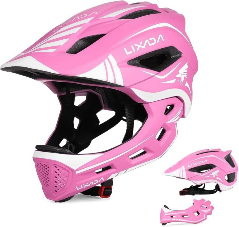 Lixada Kids Full Face Helmet Detachable Child Boys Girls Bike Helmet Protective Gear for Cycling Skateboarding Roller Skating Cycle Helmet 52-58cm