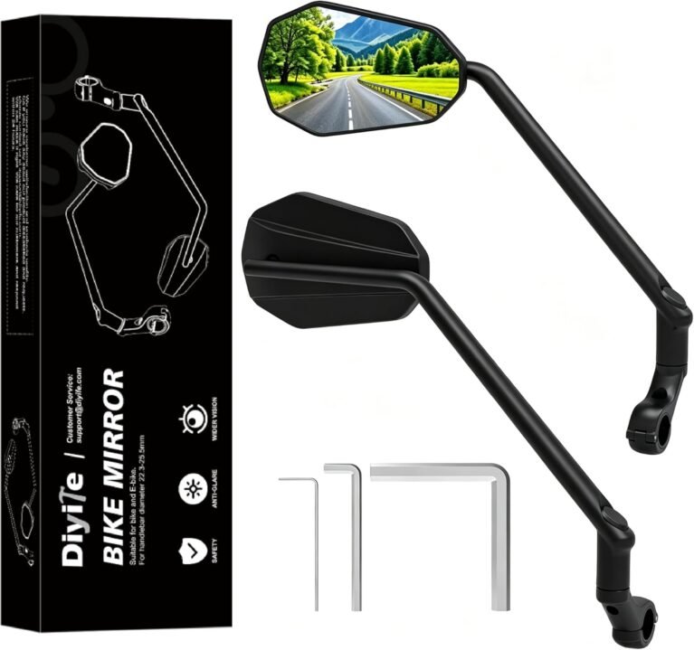 Long Bike Mirror, [HD Large Wide Angle] [1 Pair] Diyife Bicycle Rearview Mirrors, 360°Rotatable Cycle Mirrors for Bike Handlebars 22-25.5mm, Shockproof Rear View Mirror for E-Bike Scooter Motocycle