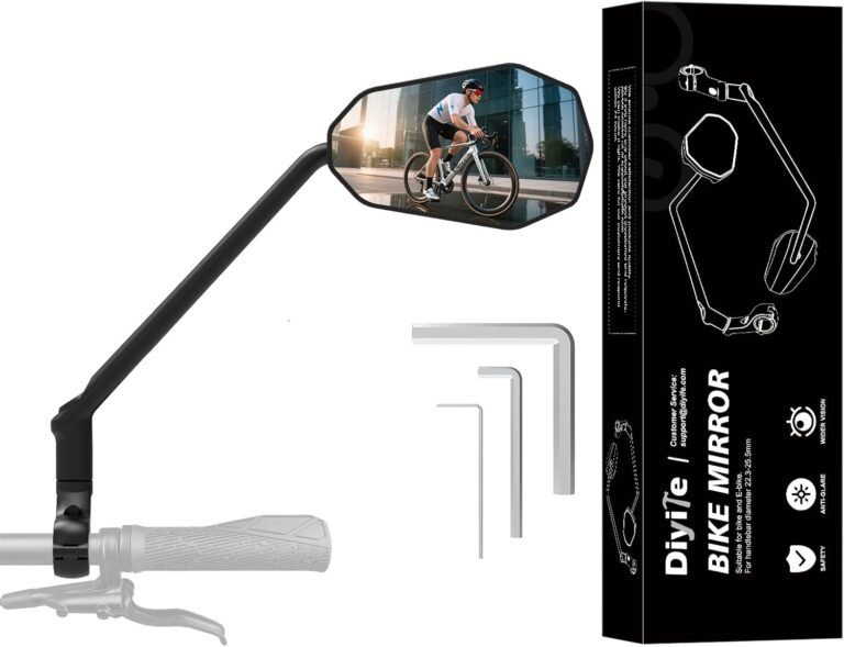 Long Bike Mirror, [HD Large Wide Angle] [Right 1Pcs] Diyife Bicycle Rearview Mirrors, 360°Rotatable Cycle Mirrors for Bike Handlebars 22-25.5mm,Shockproof Rear View Mirror for E-Bike Scooter Motocycle