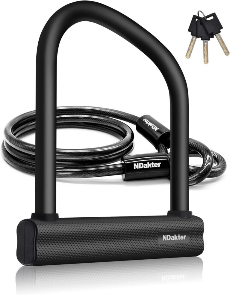 NDakter Bike Locks,18mm Shackle Heavy Duty Bike D Lock with 6FT/1.8M Steel Security Cable with 3 Keys, Anti Theft Bicycle Lock for Electric Scooter, Motorbike, Dirt-Bike, E Bike, Road Bike Lock Sturdy