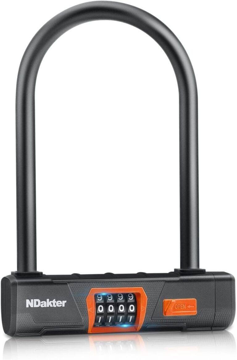 NDakter Bike Lock, Keyless Heavy Duty Combo Bike D Locks, Anti-Theft Combination Bicycle U Lock for Road Bike, Ebike, Electric Bike, Scooter, Mountain Bike