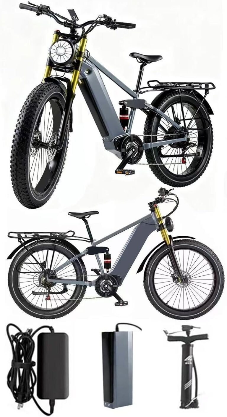 Rexhan 26” Electric Bike, 26 Inch E Hybrid Bike, 48V 20AH Removable Battery, Powerful Motor, Throttle, Dual Suspension, Hydraulic Brakes, 60-80 KM Range, Aluminium Frame, Cruise Control, Headlight
