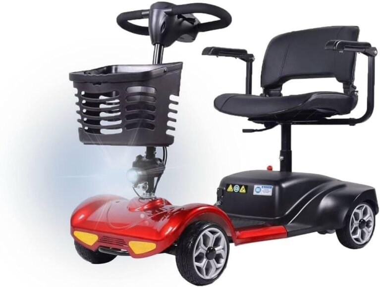 Rexhan Portable Mobility Scooter, Electric Mobility Device, Airline Friendly Mobility Chair, 20 KM Battery, Reflectors, Basket, Headlight, 250W Powerful Motor, Flip Up Arm Rest