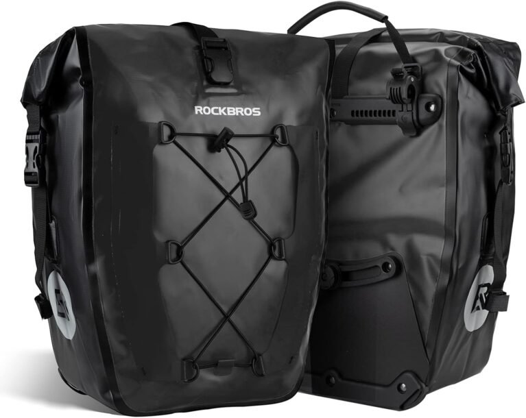 ROCKBROS Bike Pannier Bag 25L-32L 100% Waterproof Rear Rack Bicycle Bag for Rear Carrier Bike Handbag for Cycling Touring Travelling Black 2PCS