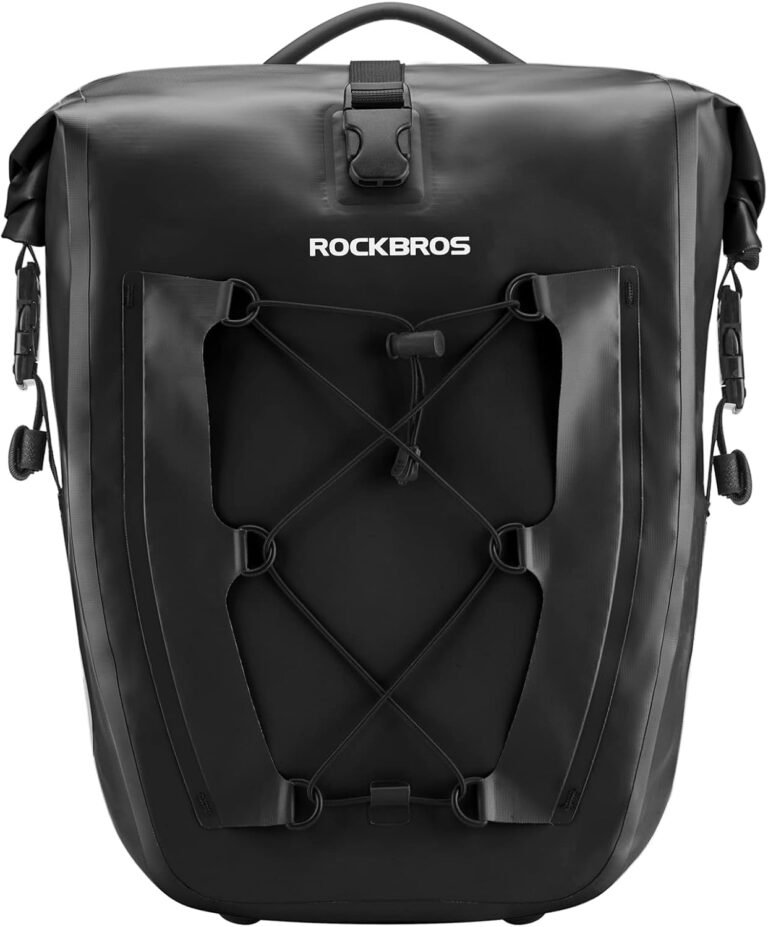 ROCKBROS Bike Pannier Bag 25L-32L 100% Waterproof Rear Rack Bicycle Bag for Rear Carrier Bike Handbag for Cycling Touring Travelling Black