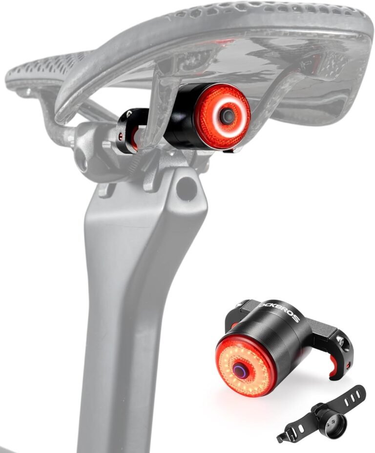 ROCKBROS Bike Tail Light, USB Rechargeable Smart Rear Light Bicycle LED Taillight,IPX6 Waterproof Ultra Lightweight Auto On/Off for Night Cycling MTB Road Bike Gravel