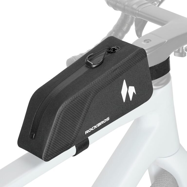 ROCKBROS Waterproof Bike Top Tube Bag 1L Slim Fit Reflective Strip Bicycle Frame Bag for MTB Gravel Road Bikes