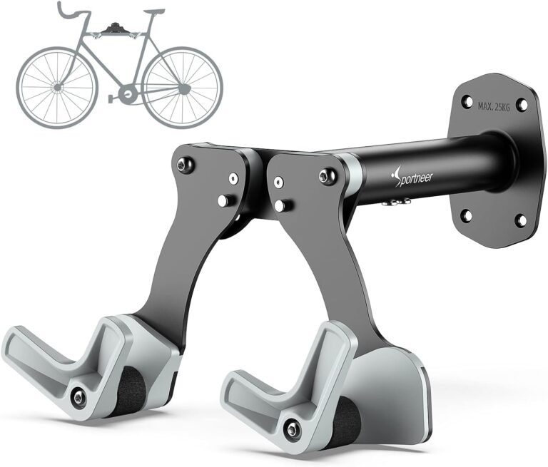 Sportneer Bike Wall Mounts, Aluminum Bike Rack with 5 Levels Adjustment Bicycle Wall Hanger Hook in Garage with wide handlebars (MAX 25KG) for Indoor Bike Storage Mountain Bikes or Hybrid Bikes