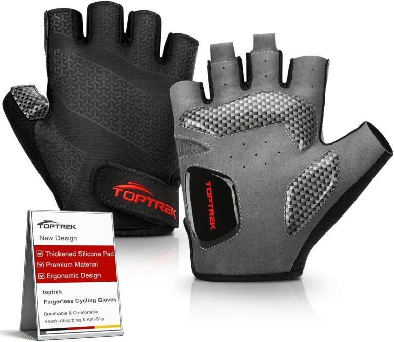 toptrek Cycling Gloves Half Finger, Breathable & Anti-Slip Fingerless Bike Gloves with 5mm Gel Padding for Men Women, Shock-Absorbing and Easy On/Off Summer Gloves for Mountain Road Bicycle MTB Riding