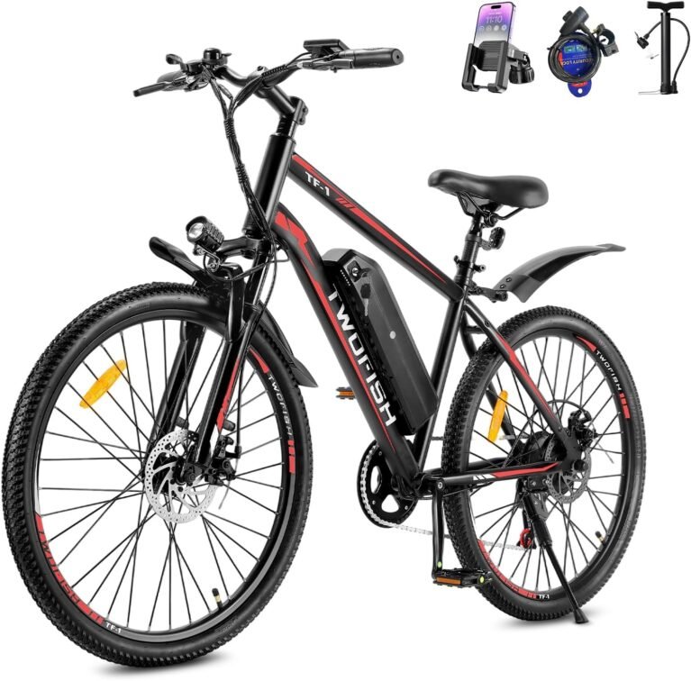 TWOFISH Electric Bike for Adults, 26" Electric Mountain Bike with 36V 15Ah Battery and 250W Motor, 100KM Max Range, 7-Speed E Bike with LED Display, Disc Brakes, Cruise Control, TF-1