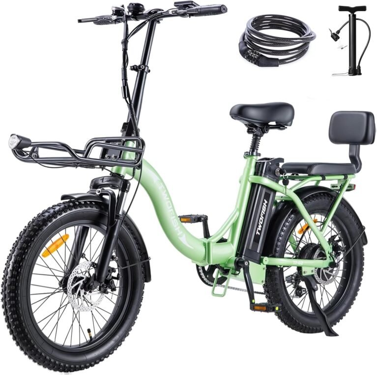 TWOFISH Electric Bike for Adults, Folding Electric Bicycle with 36V 17.8AH Removable Battery, 20"x 3.0" Tire, Disc Brakes, LED Display, Dual Seat, Up to 100km Range, TF-02