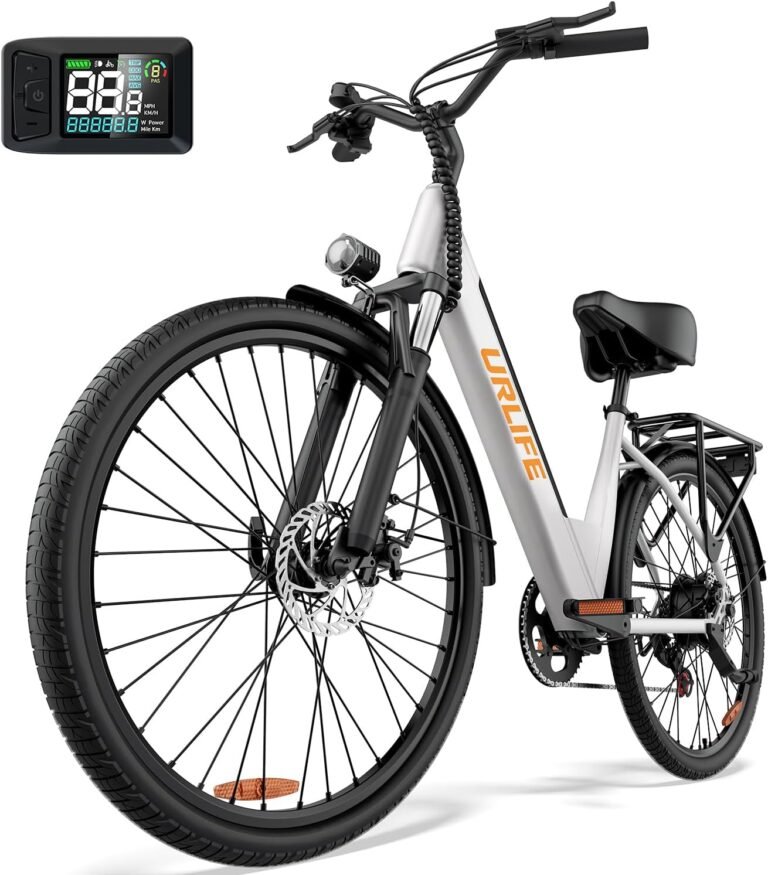 URLIFE 26" Electric Bikes for Adults, Mountain Bike with LCD Display, 36V 13AH Removable Battery 250W Powerful Motor, 7-Speed Derailleur 80KM Max Range Ebike Commute MTB