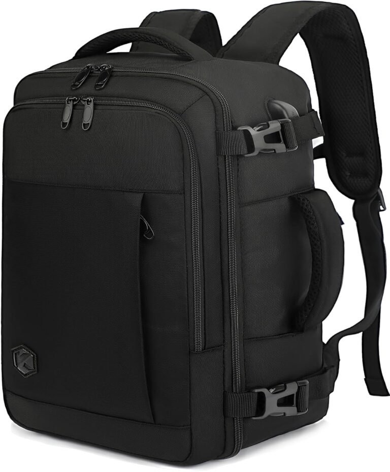 VANKEV Ryanair Cabin Bag 40x20x25 Underseat 20L Travel Bag Hand Luggage Backpack Carry-ons Bag Cabin Size Suitcases for Airplanes Flight Bag Travel Rucksack Fit 14 Inch Laptop Black