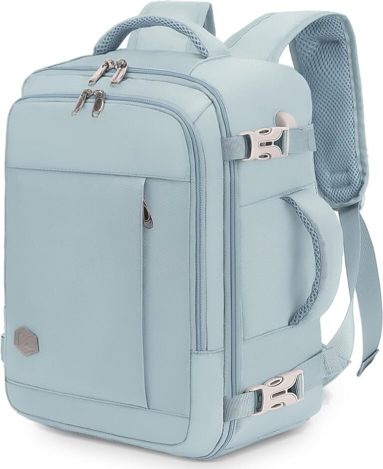 VANKEV Ryanair Cabin Bag 40x20x25 Underseat 20L Travel Bag Hand Luggage Backpack Carry-ons Cabin Size Suitcases for Airplanes Flight Bag Travel Rucksack Fit 14 Inch Laptop Light Blue