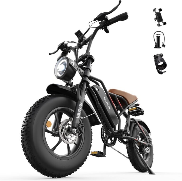 VARUN Electric Bike, Max 100KM EBike, 48V 13Ah Removable Battery, All-Terrain Electric bicycle, 5 PAS LCD Display, Dual Suspension, LED Indicators, 16" x 4.0 Fat Tire for Teens & Adults