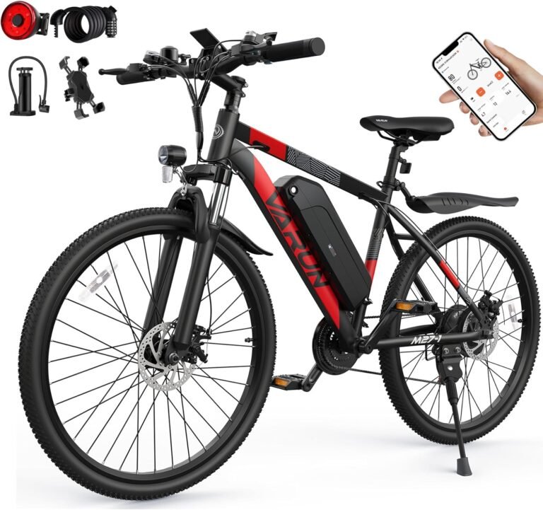 VARUN Electric Bike, 27.5" Electric Mountain Bike with APP, 48V 624Wh Battery, Up to 100KM, 250W 55Nm Motor, 21 Speed Gear, E-bike for Men and Women