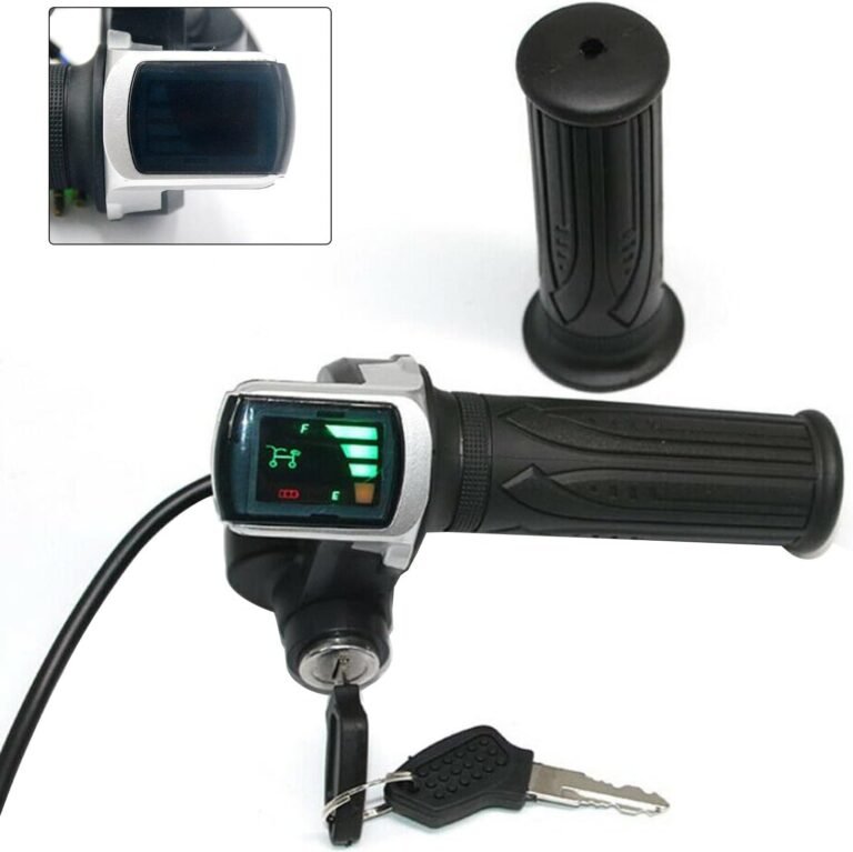 WMLBK Electric Bike Throttle Grip, Half-Twist Throttle, Accelerator Throttle Handle with LED Power Indicator Key Lock for Electric Bikes Scooters (48V)