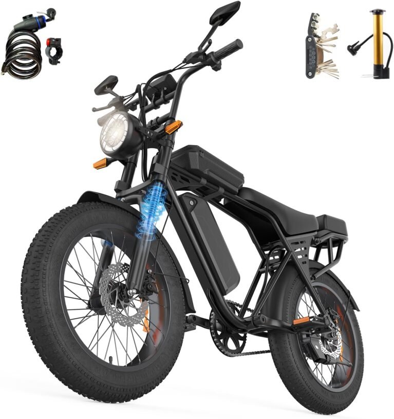 X5 Electric Bike for Adults, 20 x 4 Fat Tyre Mountain Ebike with 80KM Range & 48V 15AH Removable Battery, 250W Motor 25KM/H Electric Dirt Bike with Cycling Bag for Teens Adults