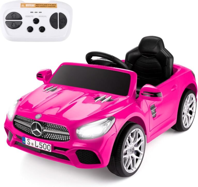 Xootz Mercedes- Benz SL 6v Ride On Car for Kids, Licensed Electric Car with Remote Control, Working Headlights and Opening Doors for Ages 3+ Pink