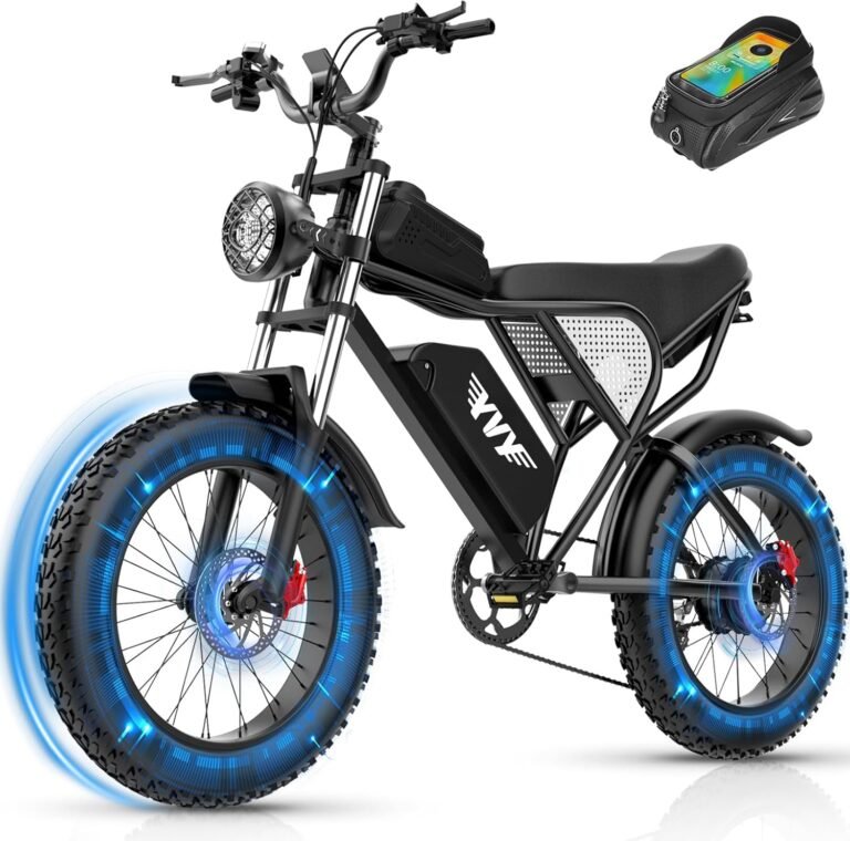 YVY Electric Bike, 48V 20Ah/52V 40Ah Removable Battery, 70-180 Miles Max Range, Full Suspension Fat Tire E-Bike, 7-Speed Electric Mountain Bike, Dual Disc Brakes, LCD Display