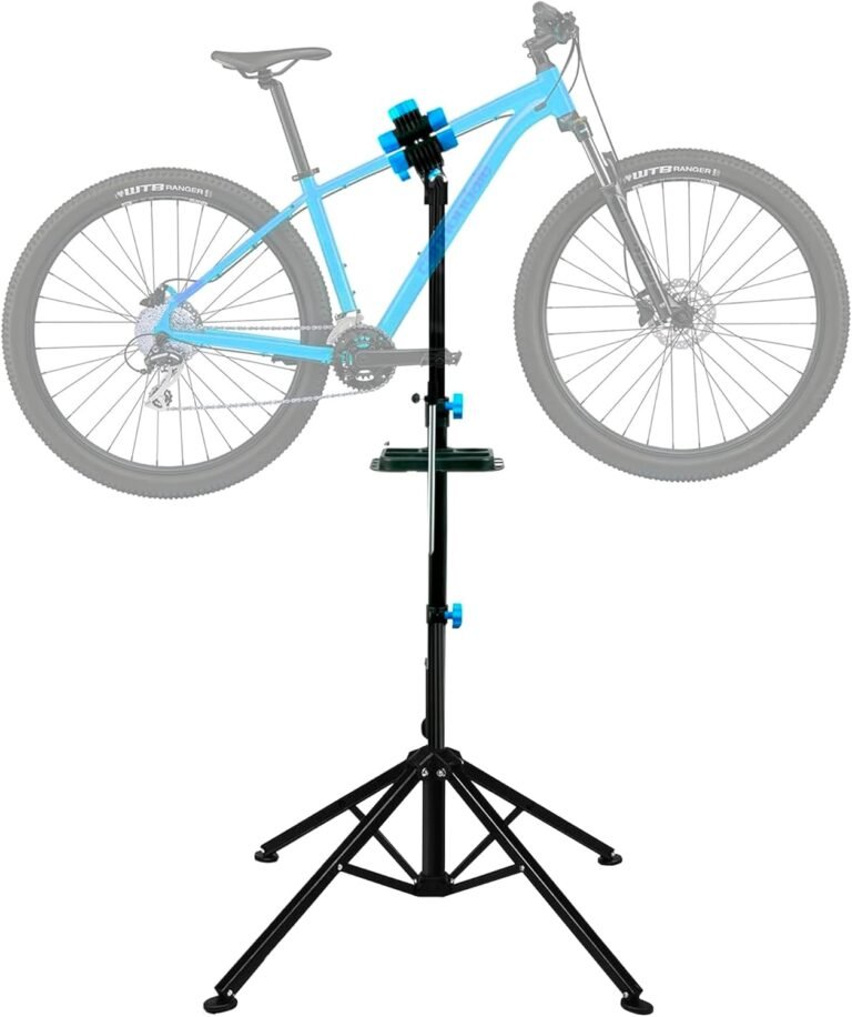 ZENO Bike Stand | Bike Repair Stand | Heavy Duty Folding Bicycle Workshop Stand | Height Adjustable Bike Rack | Mountain Bike Work Tool with a Front Wheel Stabilizer | 193CM