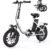 Finbike U4 Electric Bike, 16″ Portable Electric Bicycle with Removable Battery, 60KM Max Range, 3 Riding Modes, Front Shock Absorber, Foldable E-bike for Adults/Teens
