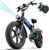 URLIFE Folding Electric Bike, 20 * 4.0 Inch Fat Tire E-Bike for Adult 48V 13AH Removable Battery, 80-100KM Long Range, Full Suspension for All Terrains, Electric Mountain Bike with LED